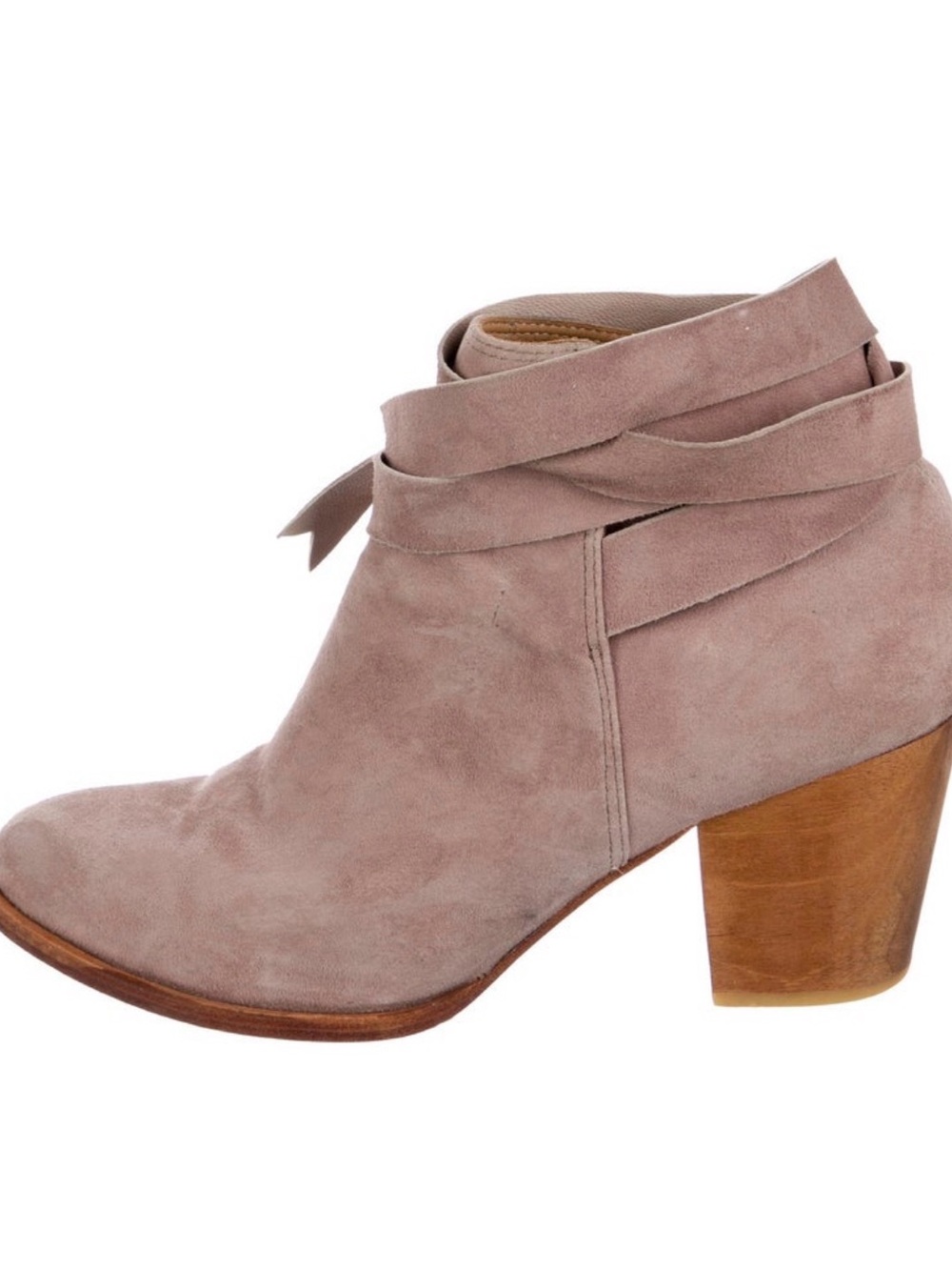 Wrap-Detail Suede Ankle Boot in Dusty Rose - never worn